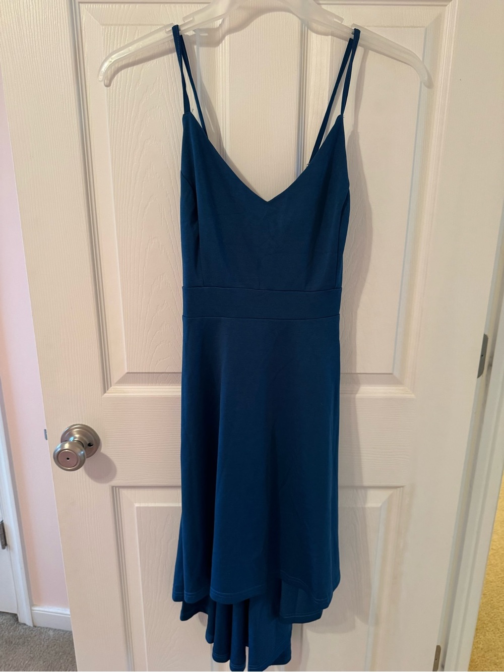 Fancyinn Teal Blue High-Low Spaghetti Strap Dress